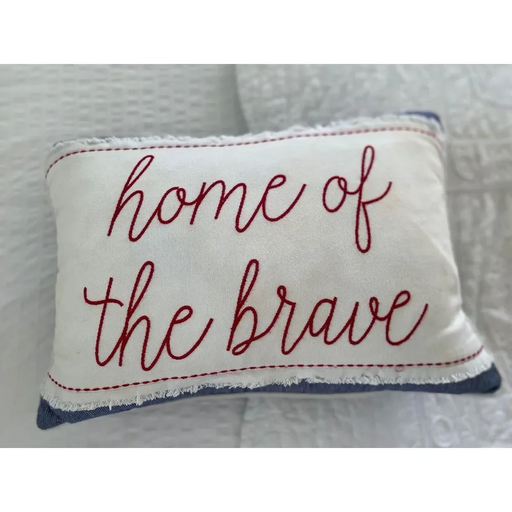 God Bless America & Home of the Brave Pillow Set 12 x 18 July 4 Independence Day